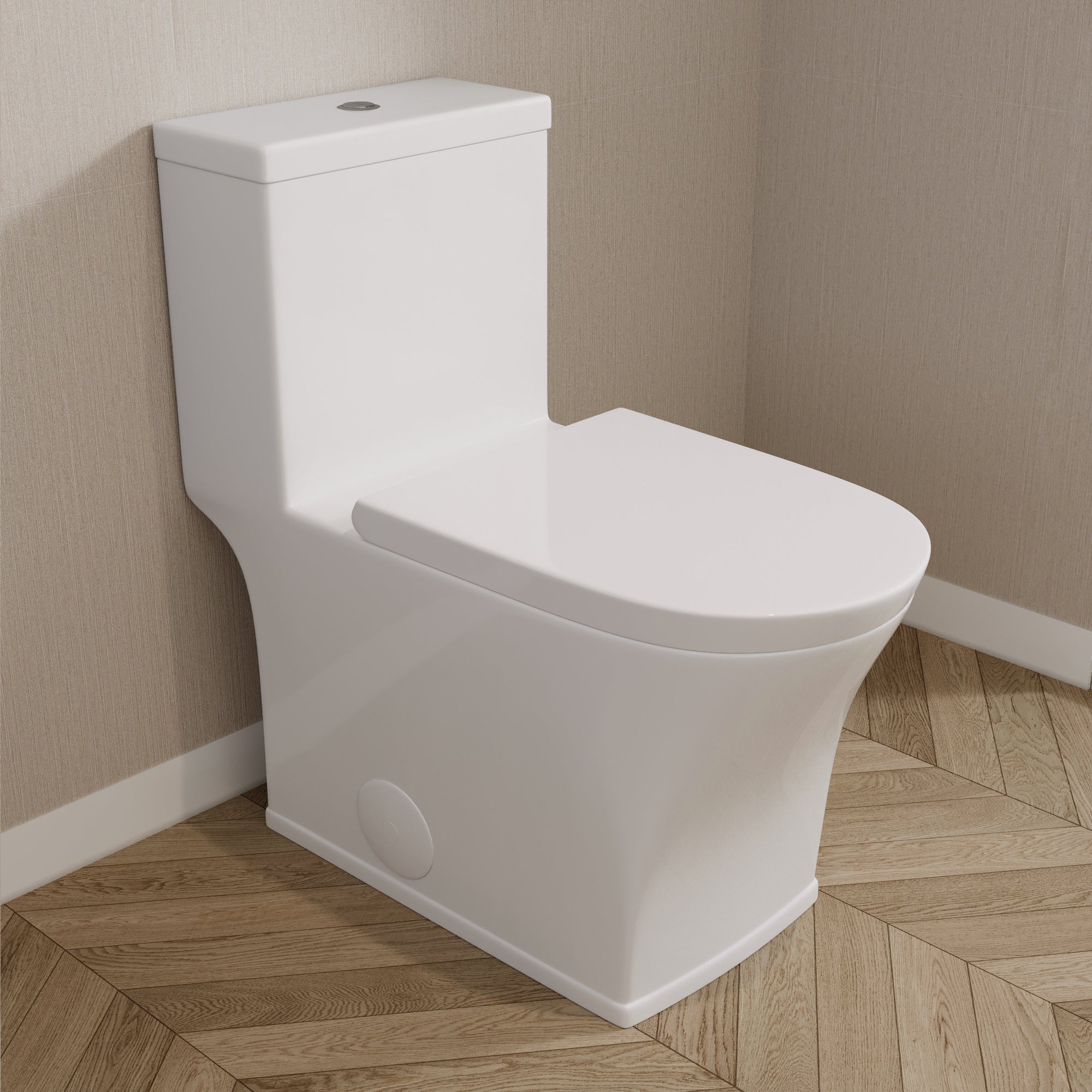 One-Piece Elongated Toilet, Dual-Flush Glazed Surface with Multiple Types