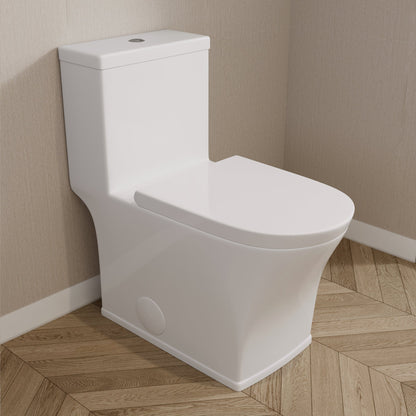 One-Piece Elongated Toilet, Dual-Flush Glazed Surface with Multiple Types