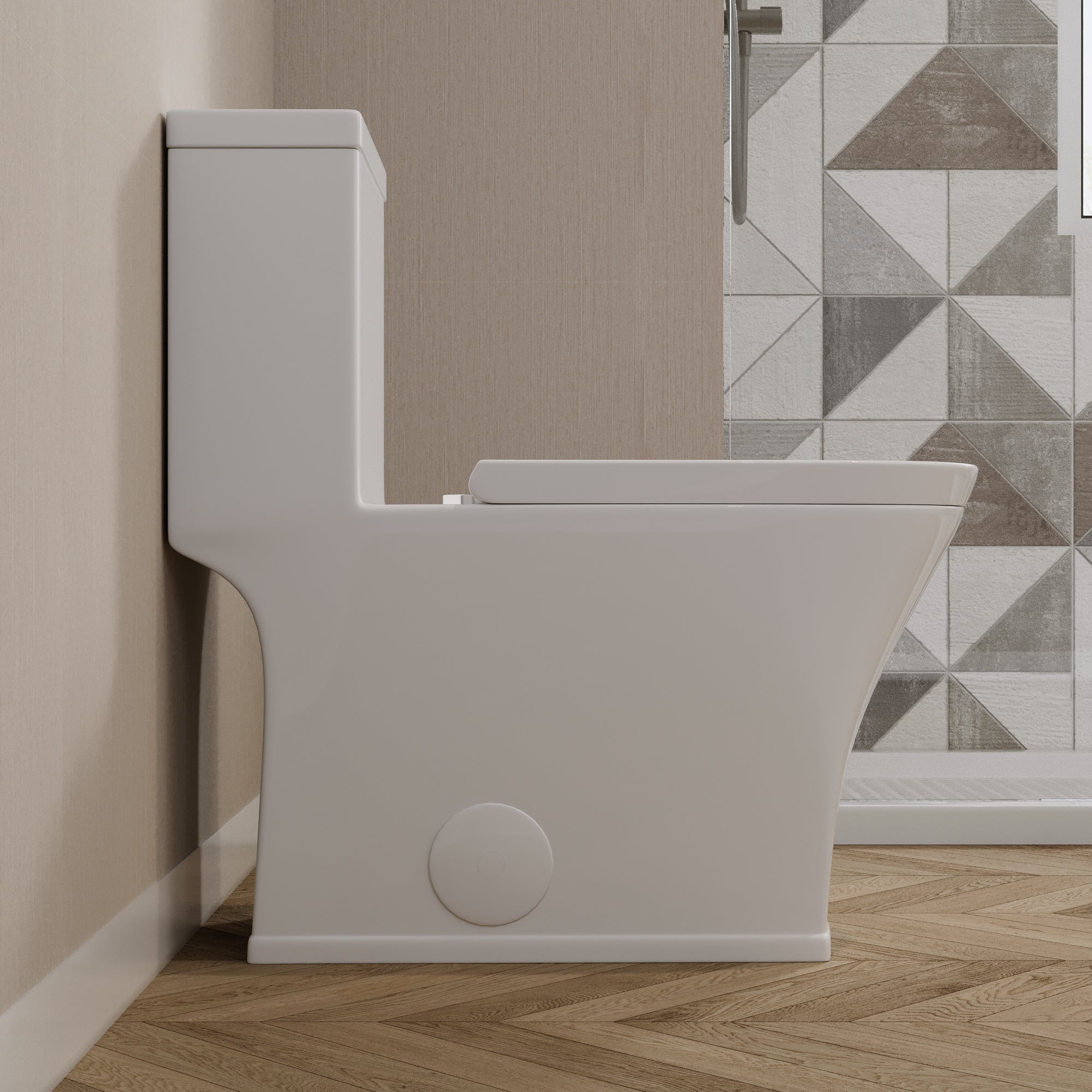 One-Piece Elongated Toilet, Dual-Flush Glazed Surface with Multiple Types