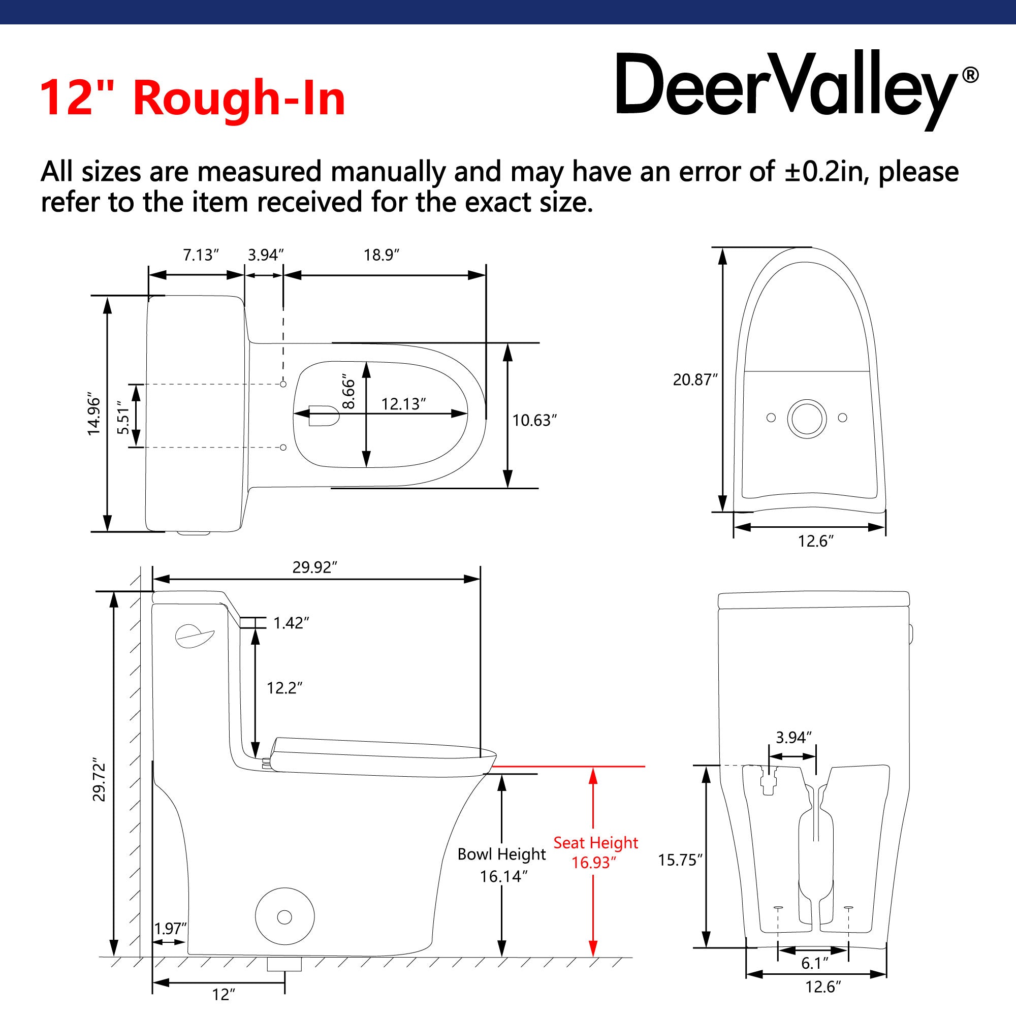One-Piece Elongated Toilet, Dual-Flush Glazed Surface with Multiple Types