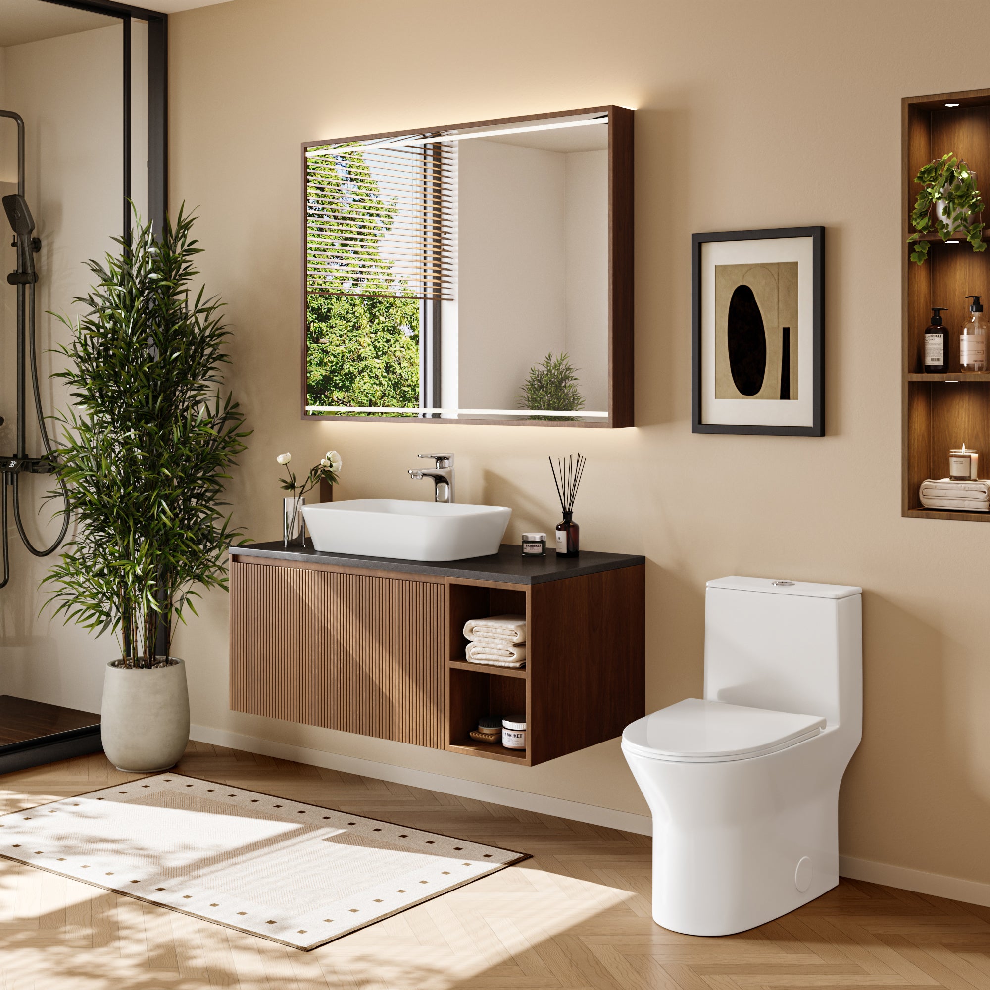 DeerValley DV-1F0250 One-Piece Toilet Soft-Close Seat Skirted Design Dual Flush