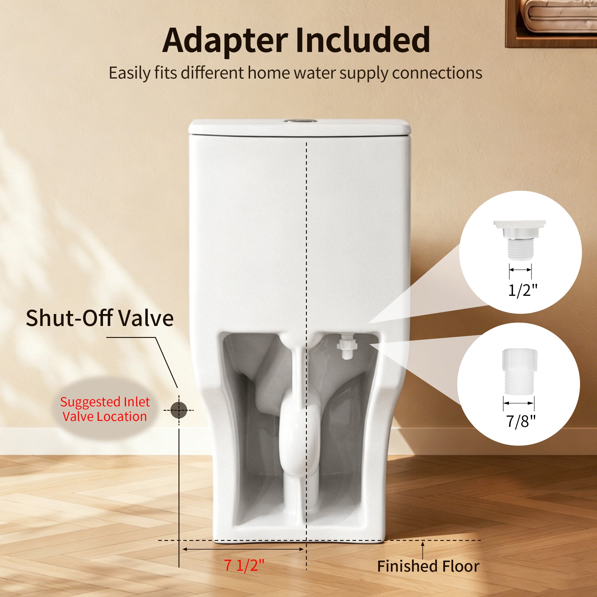 DeerValley DV-1F0250 One-Piece Toilet Soft-Close Seat Skirted Design Dual Flush