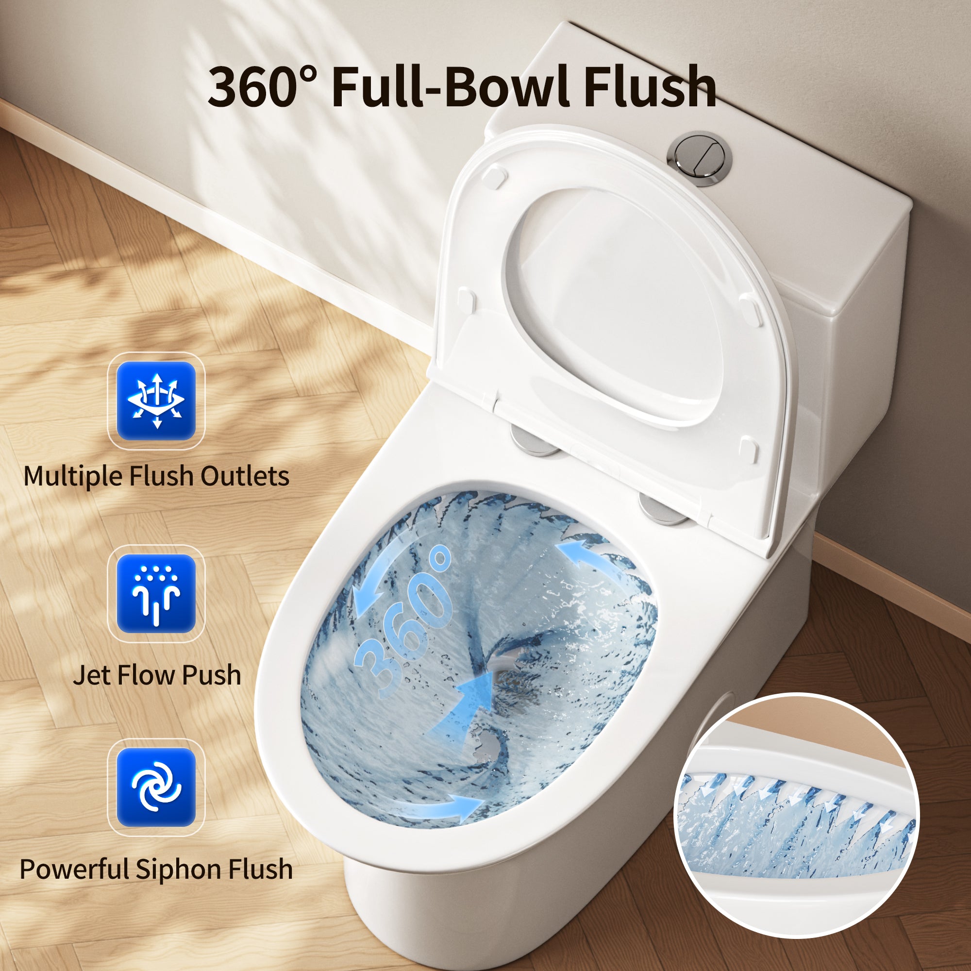 DeerValley DV-1F0250 One-Piece Toilet Soft-Close Seat Skirted Design Dual Flush
