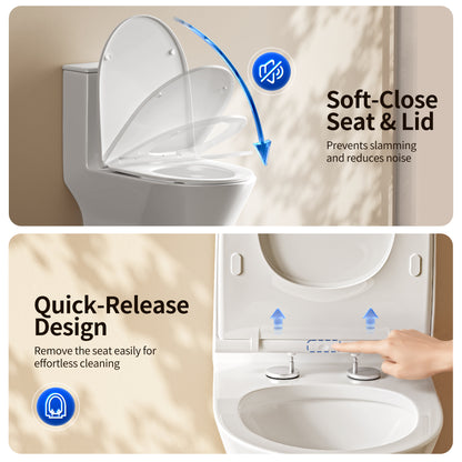 DeerValley DV-1F0250 One-Piece Toilet Soft-Close Seat Skirted Design Dual Flush