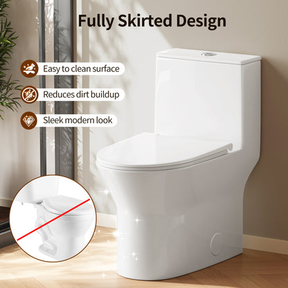 DeerValley DV-1F0250 One-Piece Toilet Soft-Close Seat Skirted Design Dual Flush