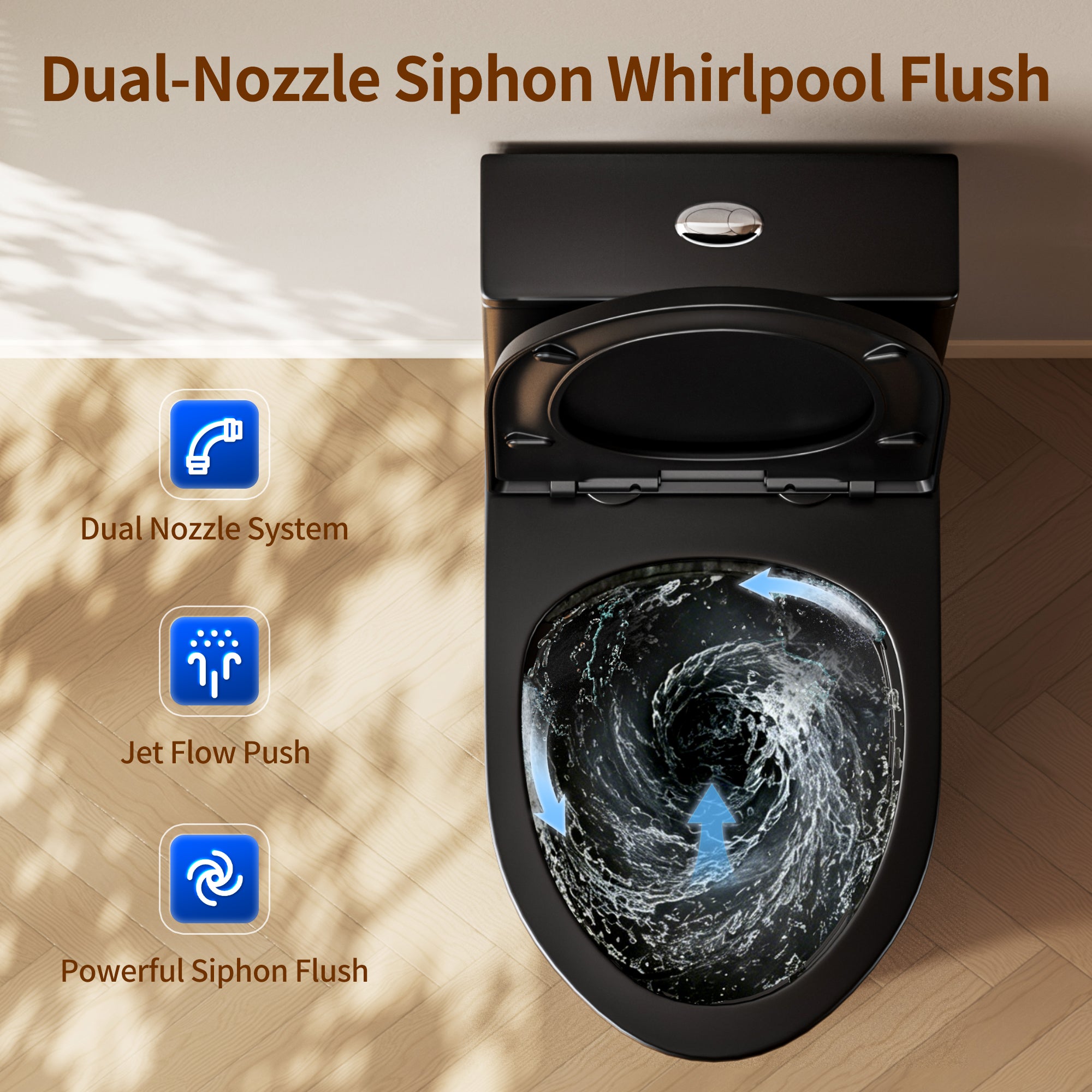 DeerValley DV-1F0250 One-Piece Toilet Soft-Close Seat Skirted Design Dual Flush