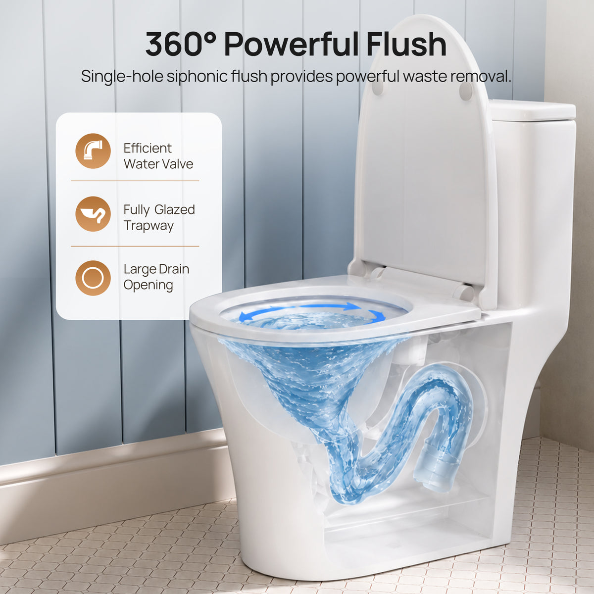 DeerValley DV-1F0369 Compact One-Piece Toilet for Small Bathrooms, Rimless Bowl Modern Elongated Toilet with Powerful Dual Flush, Soft-Close Seat, 12" Rough-In, High-Efficiency, Space-Saving & Quiet White Design, DV-1F0369
