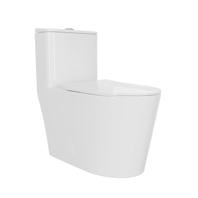 DeerValley DV-1F0385 Elongated One-Piece Toilet, 1.1/1.6?GPF Dual Flush, White Modern Skirted Toilet with Soft-Close Seat (Seat Included)