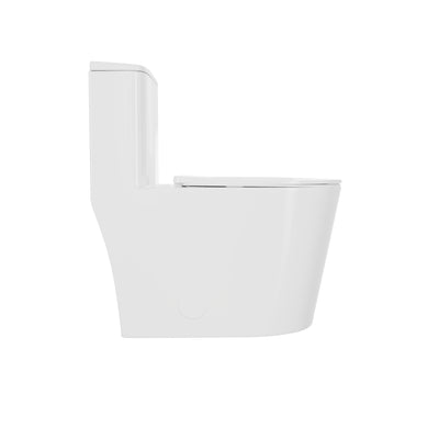 DeerValley DV-1F0385 Elongated One-Piece Toilet, 1.1/1.6?GPF Dual Flush, White Modern Skirted Toilet with Soft-Close Seat (Seat Included)