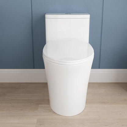DeerValley One Piece Elongated Toilet, 1/1.28 GPF Dual Flush Rimless Bowl White Toilet with ADA Comfort Seat Height (Seat Included),DV-1F0437