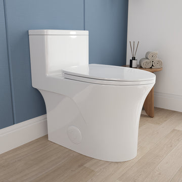 DeerValley One Piece Elongated Toilet, 1/1.28 GPF Dual Flush Rimless Bowl White Toilet with ADA Comfort Seat Height (Seat Included),DV-1F0437