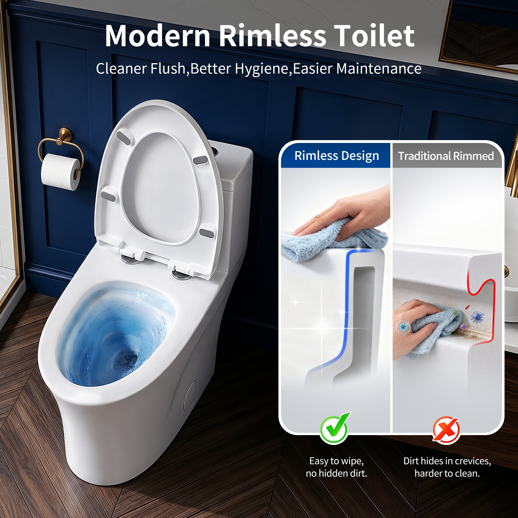DeerValley DV-1F0437 One Piece Elongated Toilet – Dual Flush & Rimless, ADA Height, Seat Included
