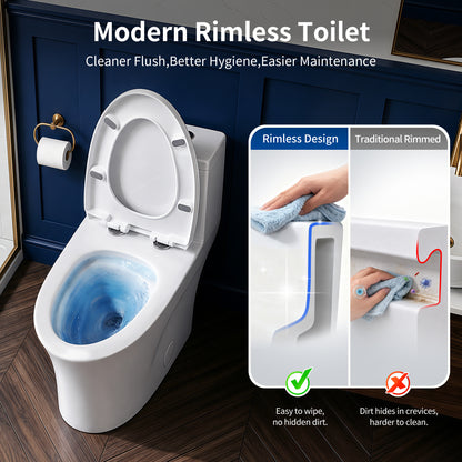 DeerValley DV-1F0437 One Piece Elongated Toilet – Dual Flush & Rimless, ADA Height, Seat Included