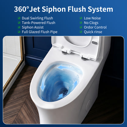 DeerValley DV-1F0437 One Piece Elongated Toilet – Dual Flush & Rimless, ADA Height, Seat Included