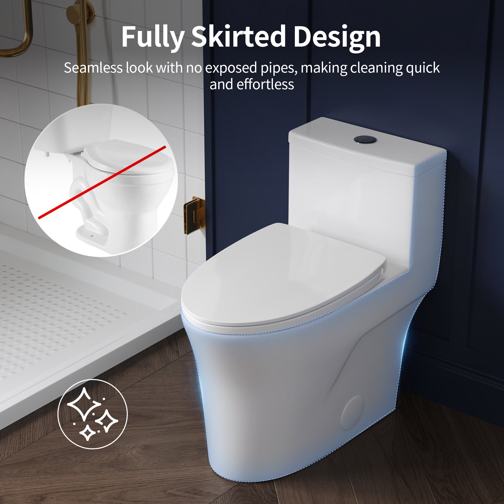 DeerValley DV-1F0437 One Piece Elongated Toilet – Dual Flush & Rimless, ADA Height, Seat Included