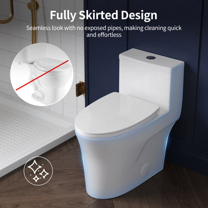 DeerValley DV-1F0437 One Piece Elongated Toilet – Dual Flush & Rimless, ADA Height, Seat Included