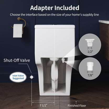 DeerValley DV-1F0437 One Piece Elongated Toilet – Dual Flush & Rimless, ADA Height, Seat Included