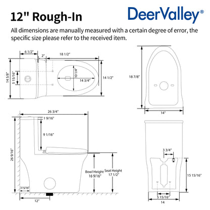 DeerValley DV-1F0437 One Piece Elongated Toilet – Dual Flush & Rimless, ADA Height, Seat Included