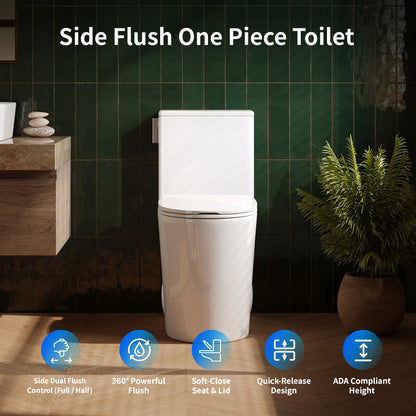DeerValley DV-1F0470 One-Piece Toilet, Self-Cleaning Glaze & Dual Flush System