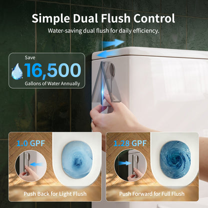DeerValley DV-1F0470 One-Piece Toilet, Self-Cleaning Glaze & Dual Flush System