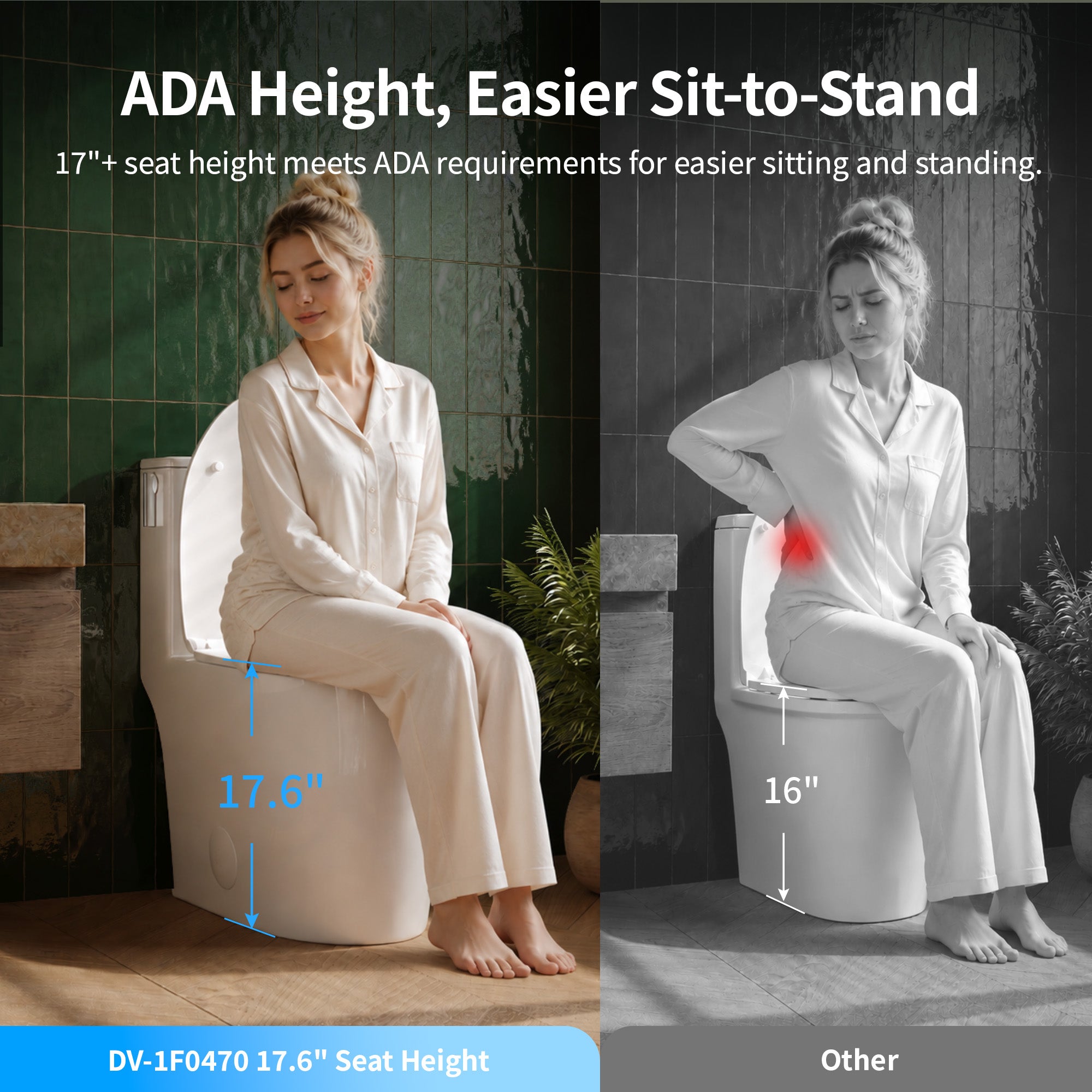 DeerValley DV-1F0470 One-Piece Toilet, Self-Cleaning Glaze & Dual Flush System
