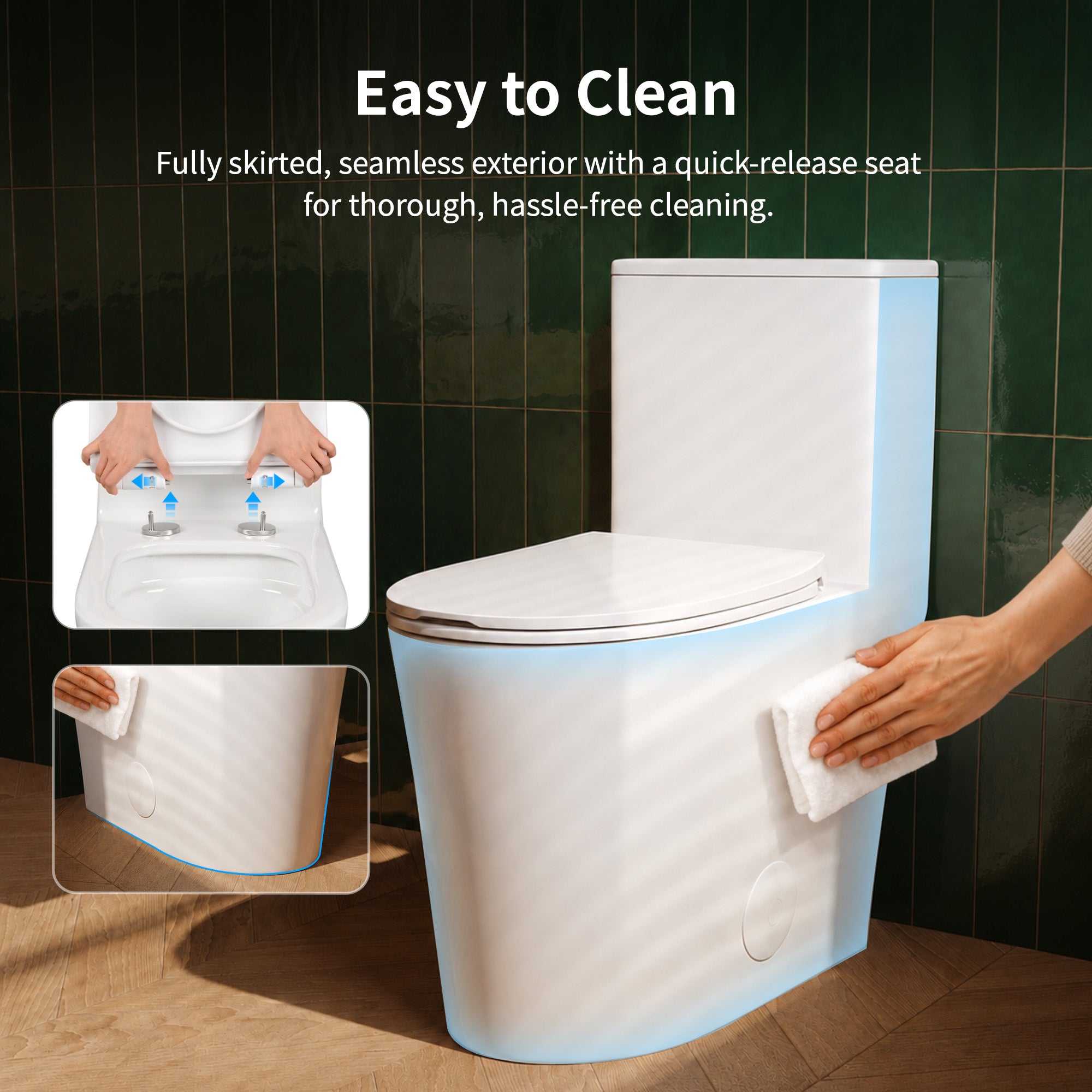 DeerValley DV-1F0470 One-Piece Toilet, Self-Cleaning Glaze & Dual Flush System