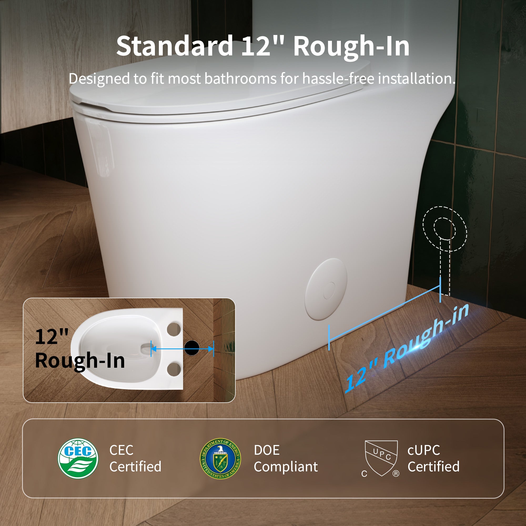 DeerValley DV-1F0470 One-Piece Toilet, Self-Cleaning Glaze & Dual Flush System