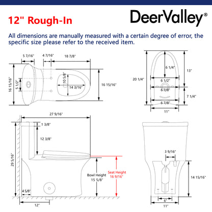 HORIZON One-Piece Elongated Toilet, 12" Rough-in Dual-Flush