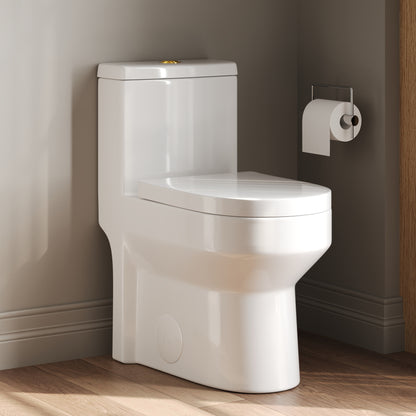 DeerValley Liberty Compact Toilets with Crisp White Button - High-Efficiency Round Toilet (Seat Included),DV-1F52812-G/W/B