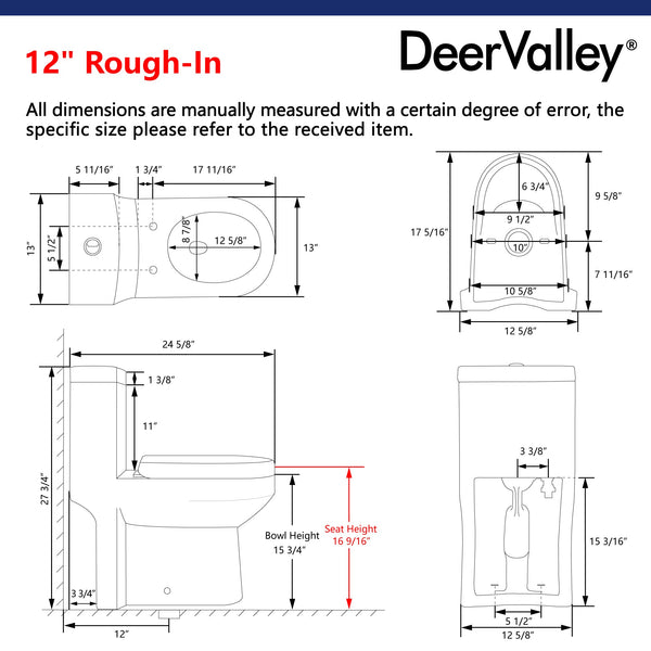 DeerValley DV-1F52813 Liberty Dual-Flush Elongated One-Piece 