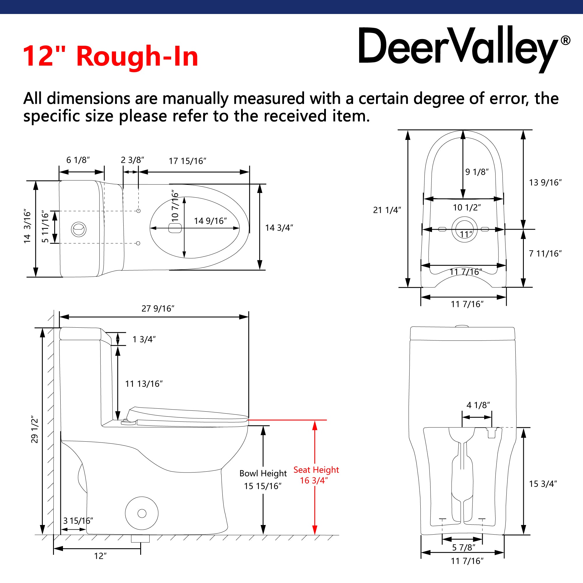 ALLY One-Piece Elongated Toilet, 1.1/1.6GPF Dual-Flush  with Multiple Colors