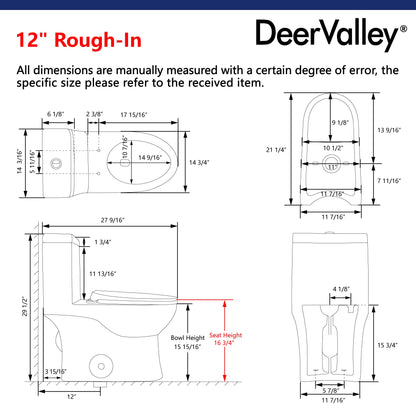 ALLY One-Piece Elongated Toilet, 1.1/1.6GPF Dual-Flush  with Multiple Colors