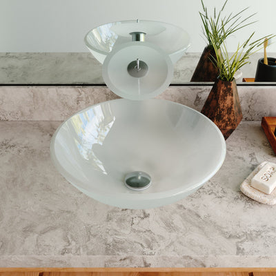 DeerValley Bath DeerValley DV-1G0007 Glass Circular Vessel Bathroom Sink Vessel Sink