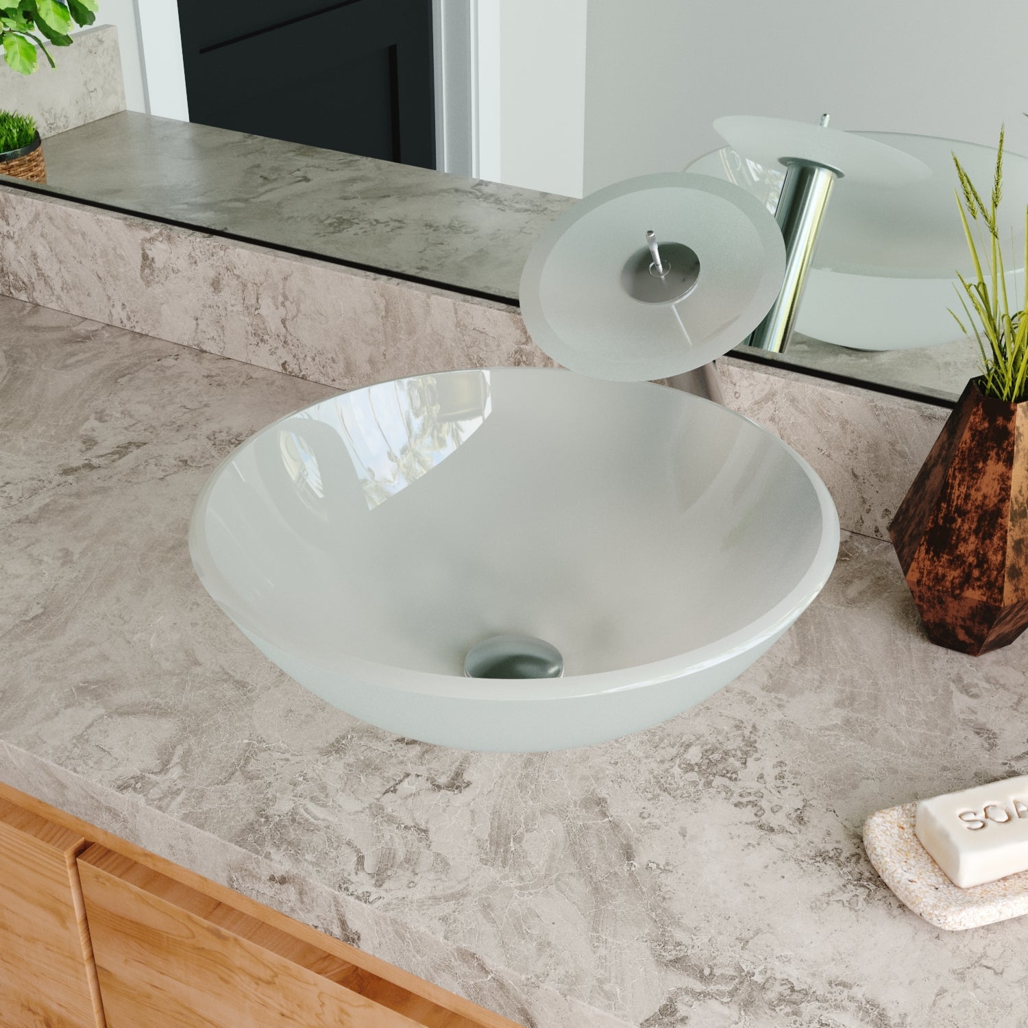 DeerValley Bath DeerValley DV-1G0007 Glass Circular Vessel Bathroom Sink Vessel Sink