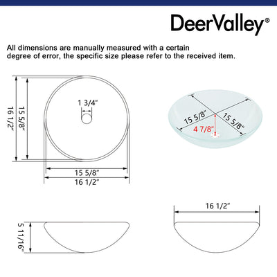 DeerValley Bath DeerValley DV-1G0007 Glass Circular Vessel Bathroom Sink Vessel Sink