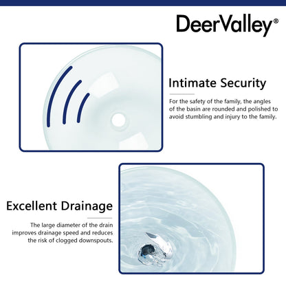 DeerValley Bath DeerValley DV-1G0007 Glass Circular Vessel Bathroom Sink Vessel Sink
