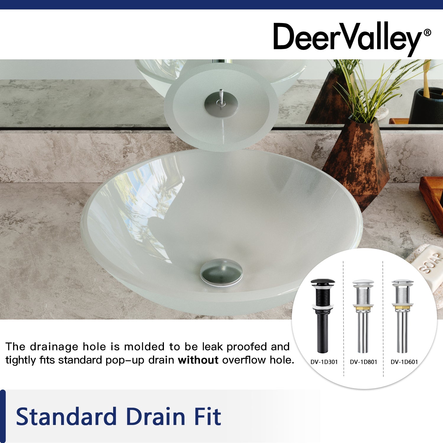 DeerValley Bath DeerValley DV-1G0007 Glass Circular Vessel Bathroom Sink Vessel Sink