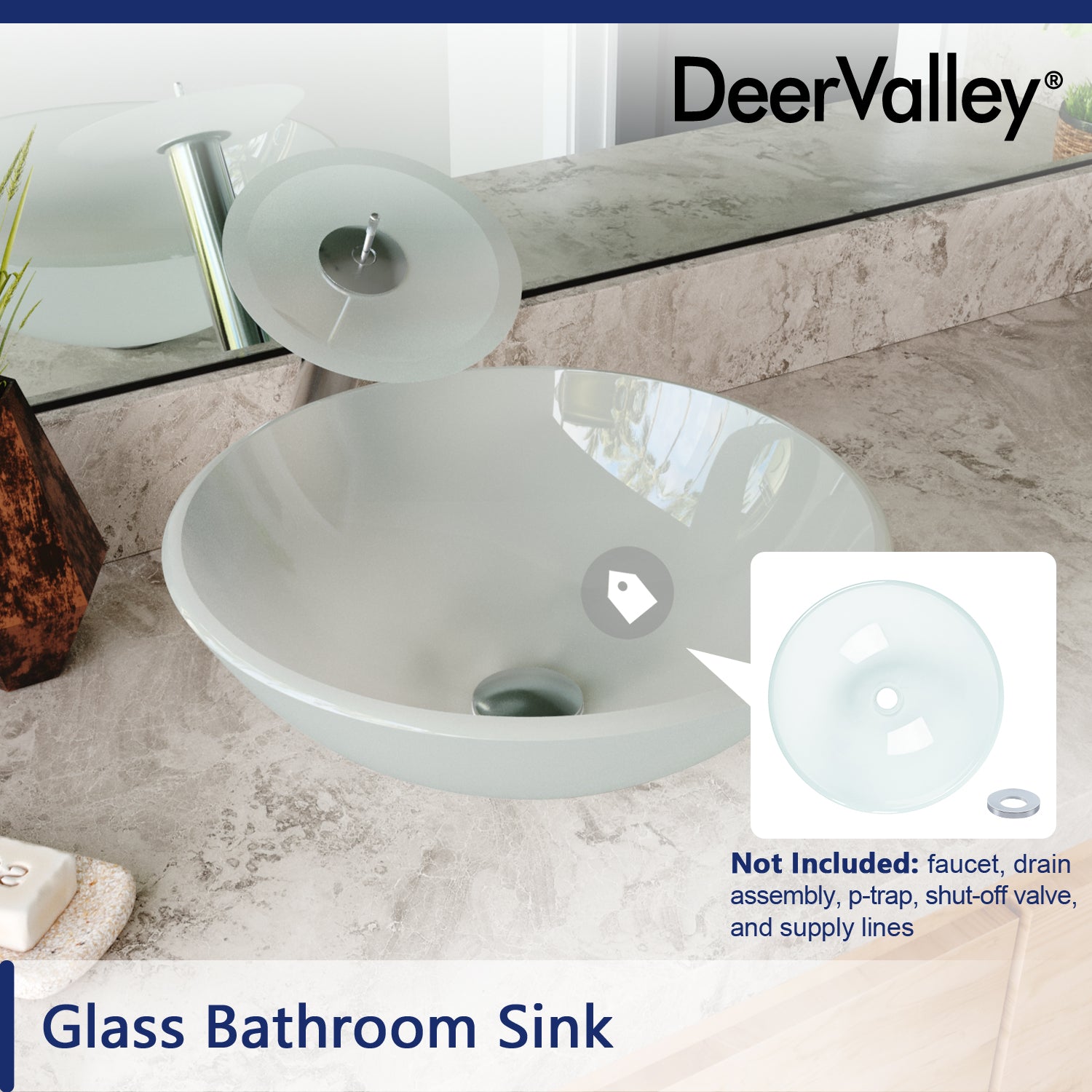 DeerValley Bath DeerValley DV-1G0007 Glass Circular Vessel Bathroom Sink Vessel Sink