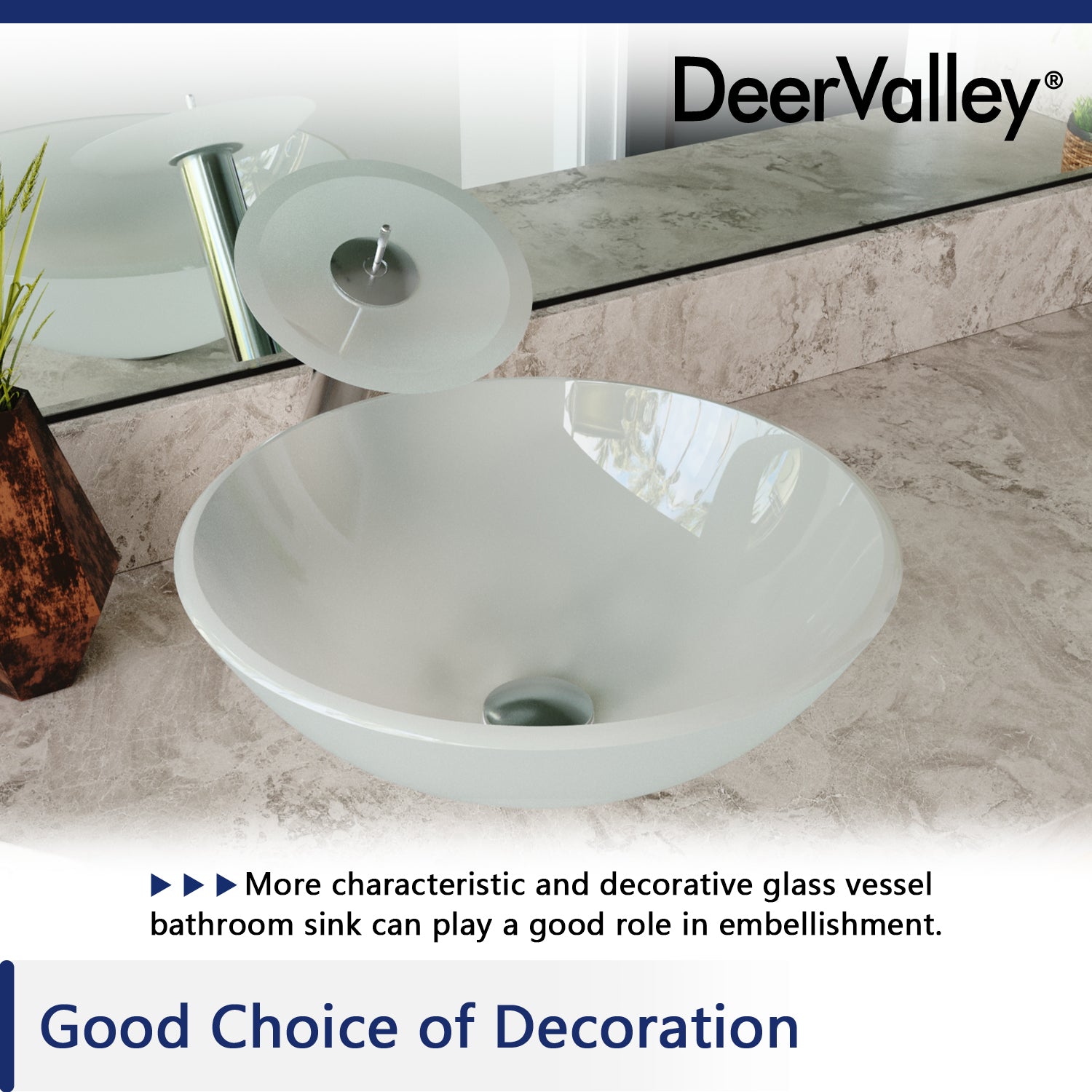 DeerValley Bath DeerValley DV-1G0007 Glass Circular Vessel Bathroom Sink Vessel Sink