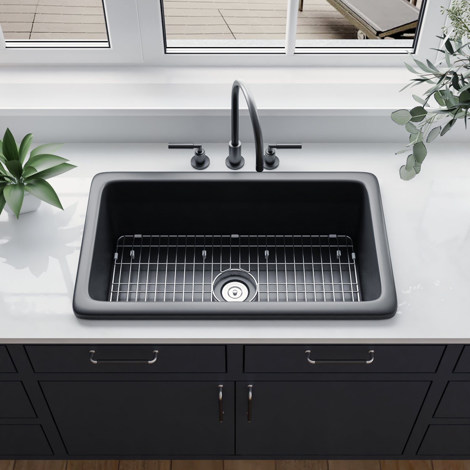 DeerValley Bath DeerValley DV-1K0016 Glen Rectangle Fireclay 31.89" L x 19.09" W Farmhouse Kitchen Sink Kithcen Sink