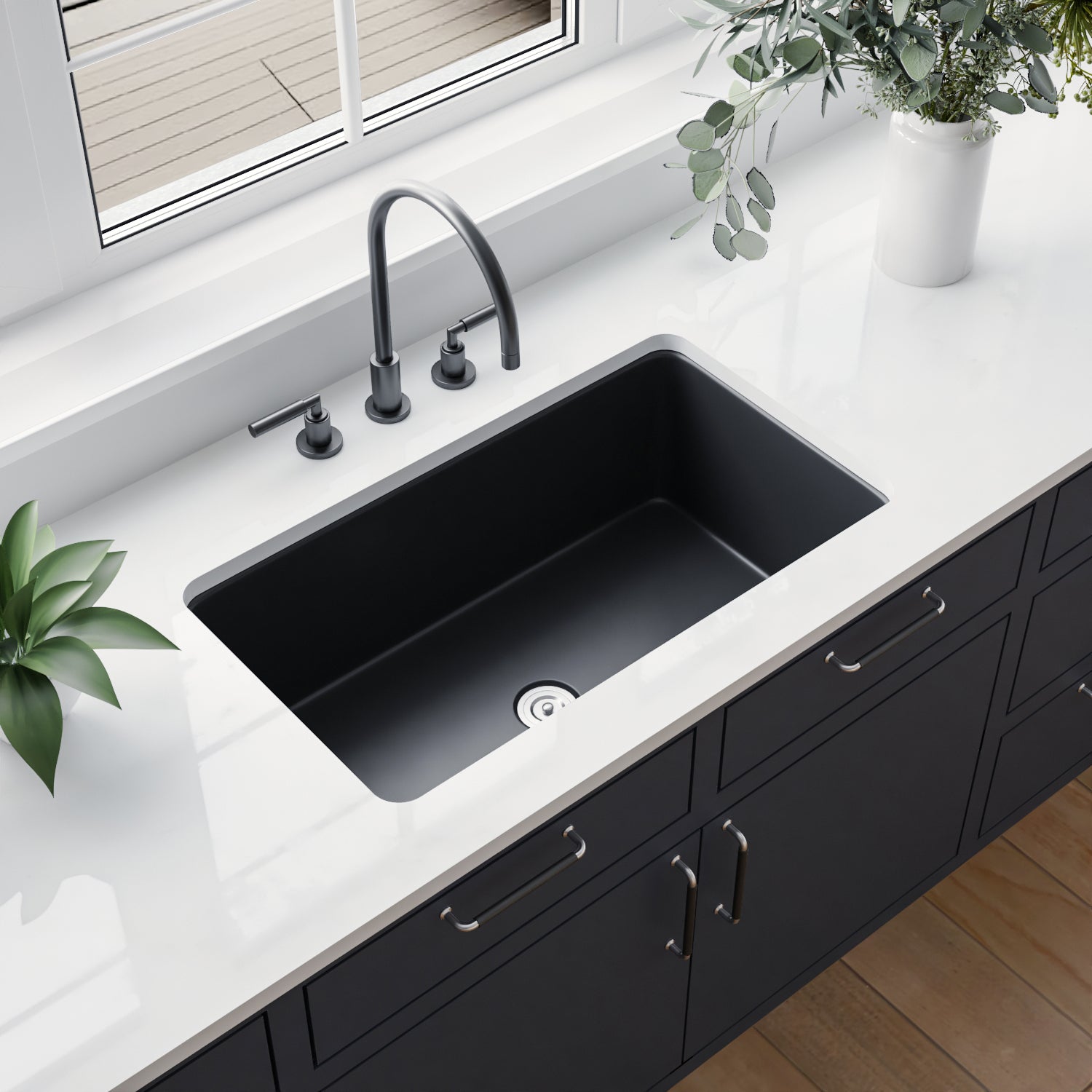 DeerValley Bath DeerValley DV-1K0016 Glen Rectangle Fireclay 31.89" L x 19.09" W Farmhouse Kitchen Sink Kithcen Sink
