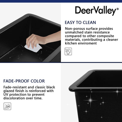 DeerValley Bath DeerValley DV-1K0016 Glen Rectangle Fireclay 31.89" L x 19.09" W Farmhouse Kitchen Sink Kithcen Sink