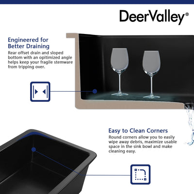 DeerValley Bath DeerValley DV-1K0016 Glen Rectangle Fireclay 31.89" L x 19.09" W Farmhouse Kitchen Sink Kithcen Sink