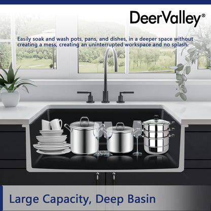 DeerValley Bath DeerValley DV-1K0016 Glen Rectangle Fireclay 31.89" L x 19.09" W Farmhouse Kitchen Sink Kithcen Sink