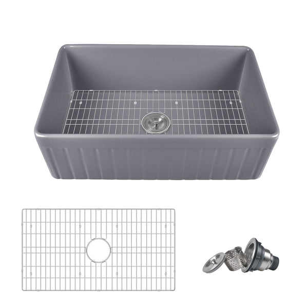 DeerValley Solstice Fireclay 33" L x 18" W Farmhouse Kitchen Sink DV-1K502/0038