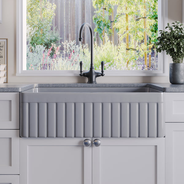 SOLSTICE 33" L x 18" W Rectangular Farmhouse Kitchen Sink, Easy-Cleaning With Multiple Colors