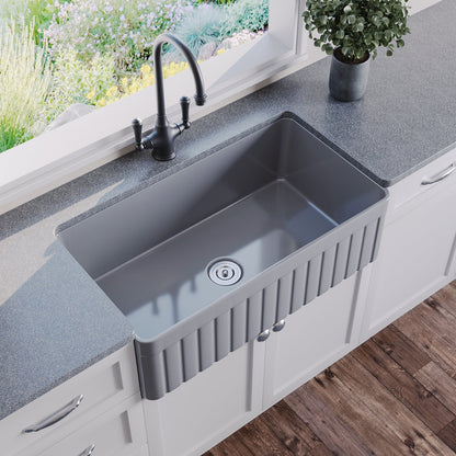 SOLSTICE 33" L x 18" W Rectangular Farmhouse Kitchen Sink, Easy-Cleaning With Multiple Colors
