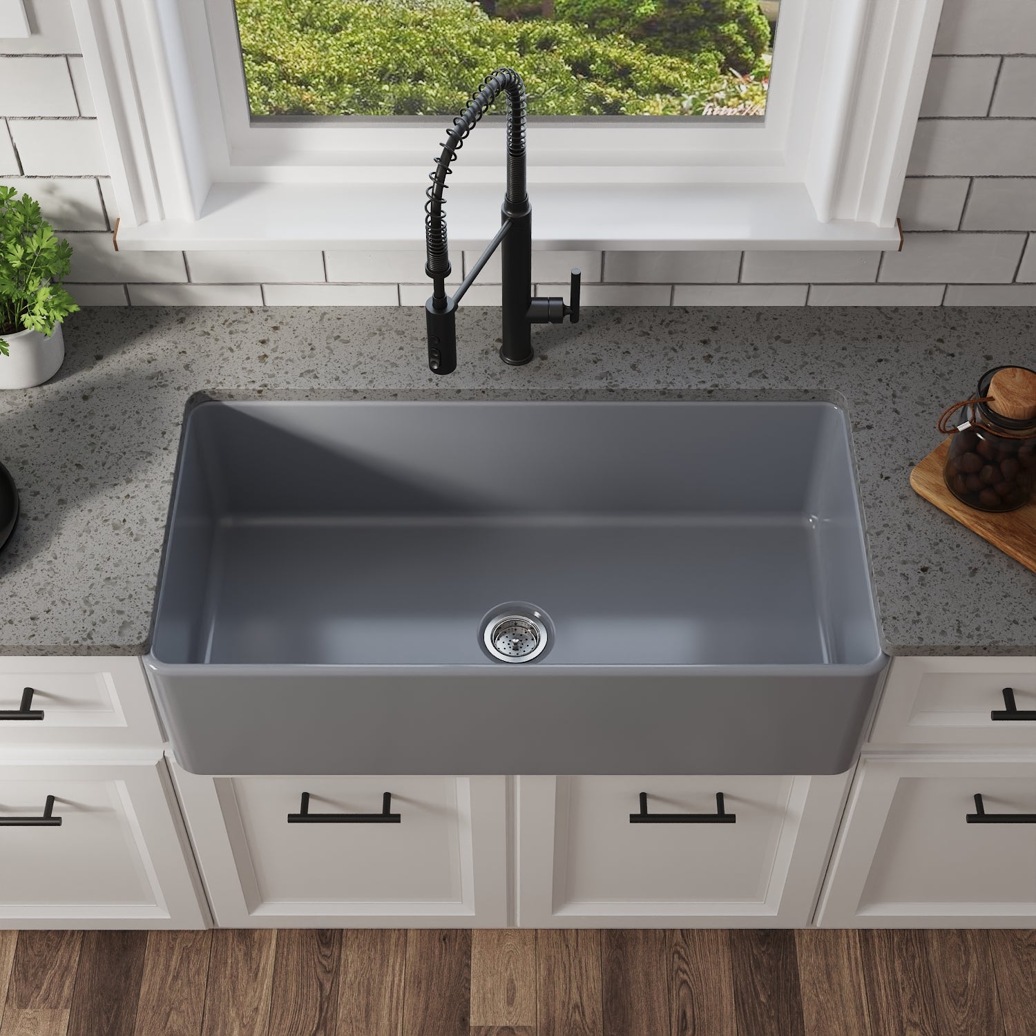 GROVE 36" L x 18" W Rectangular Farmhouse Kitchen Sink, Seamless With Multiple Colors and Sizes