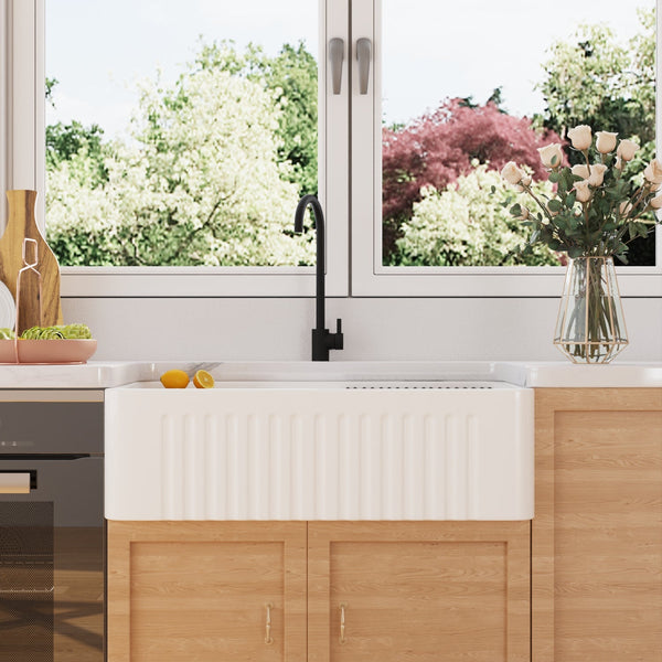 DV-1K0065 33" L X 20" W Rectangular Workstation Farmhouse Kitchen Sink, Easy-Cleaning