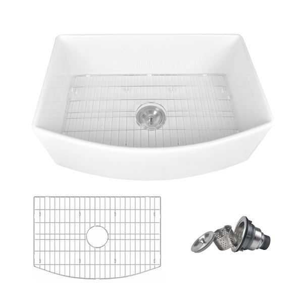 GROVE 33" L x 21" W Farmhouse Kitchen Sink, Corrosion-Resistant With Multiple Sizes